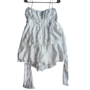 City Vibe White Tiered Ruffle Spaghetti‎ Strap Mini Dress Size L